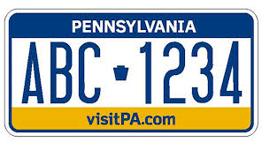 A pennsylvania license plate with the state number bc-1 2 3.