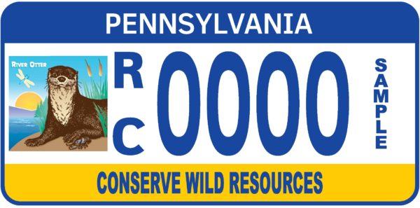 A pennsylvania license plate with the state logo and the words " conserve wild resources ".